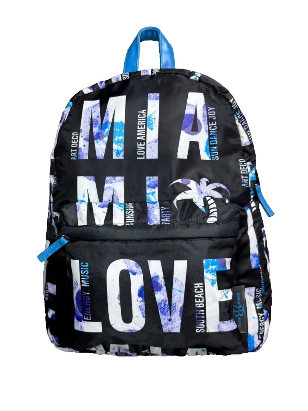 Robin Ruth MIAMI LOVE Backpack, Black, Blue, White NWT MSRP $40